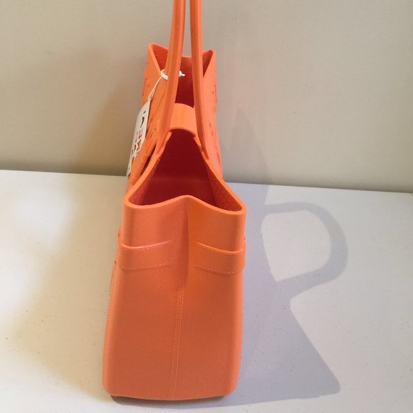 Great Bag Co. Designer Rubber Tote Purse Hand Bag Topaz Orange Robert Verdi - Picture 4 of 15